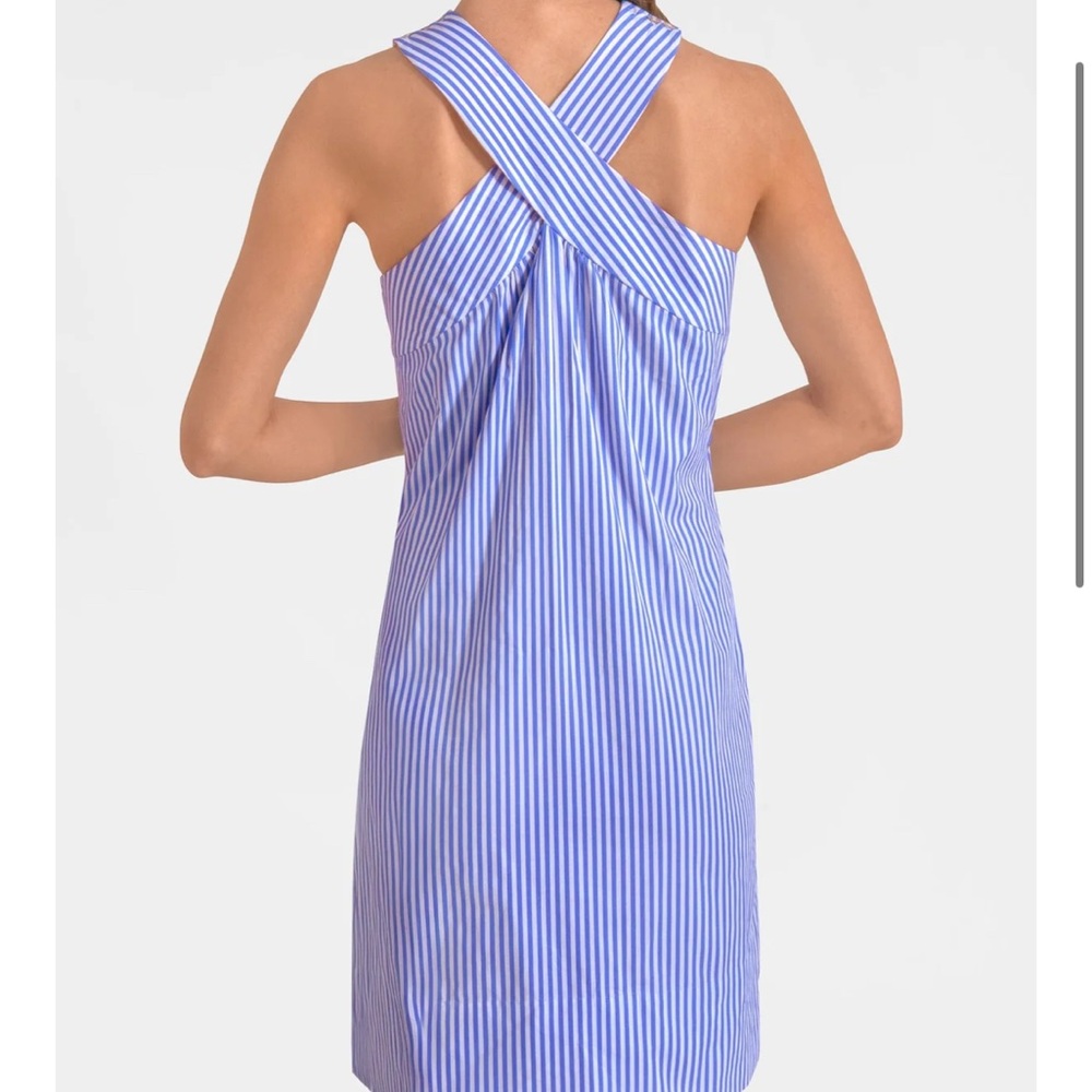 NWT GRETCHEN SCOTT Blue White Striped Halter Dress SUMMER SUNSHINE WASH WEAR XS - Picture 3 of 3